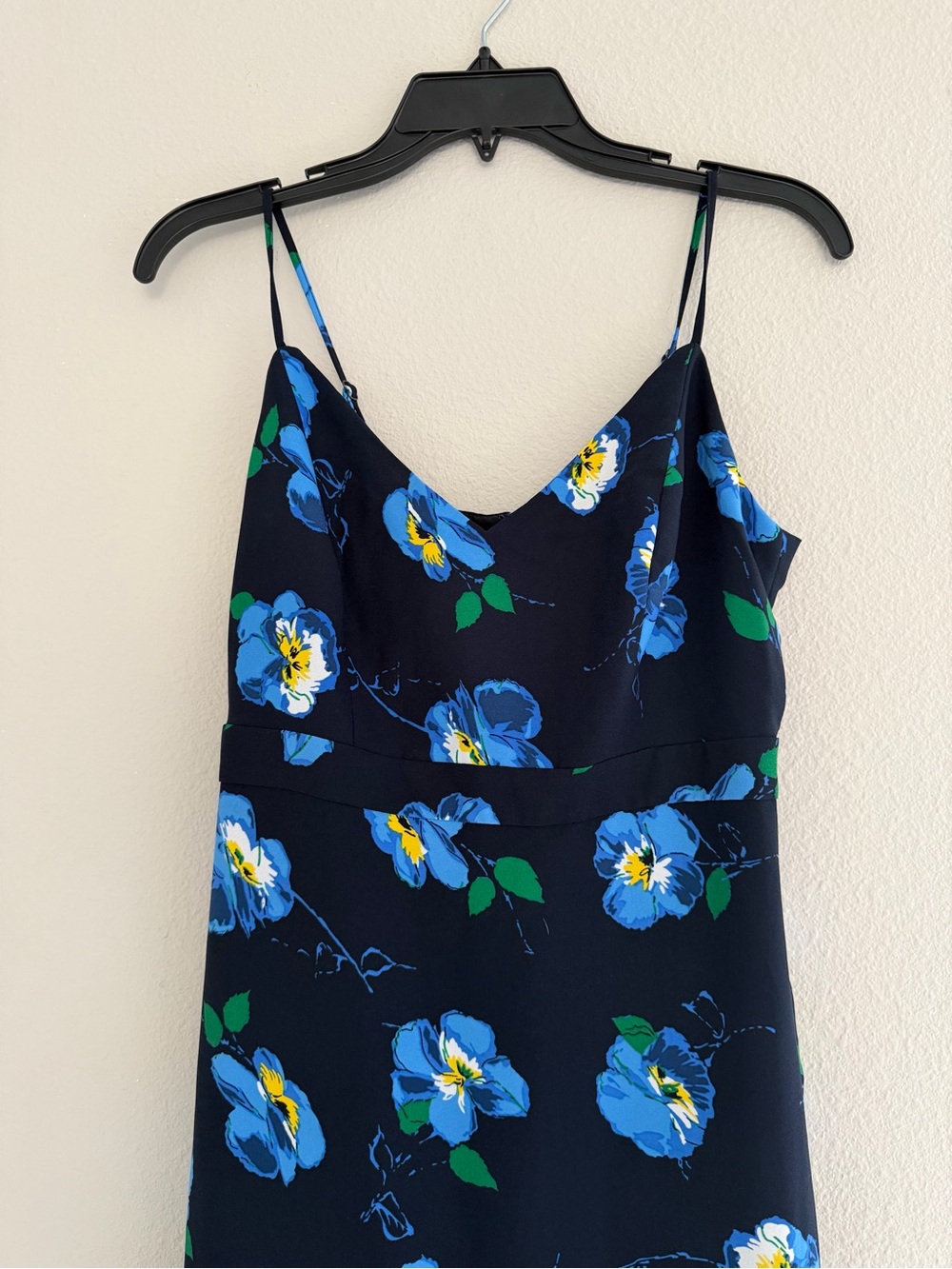 2000s y2k core Banana Republic Blue Floral Slip dress low ruffle 2 - Picture 3 of 9
